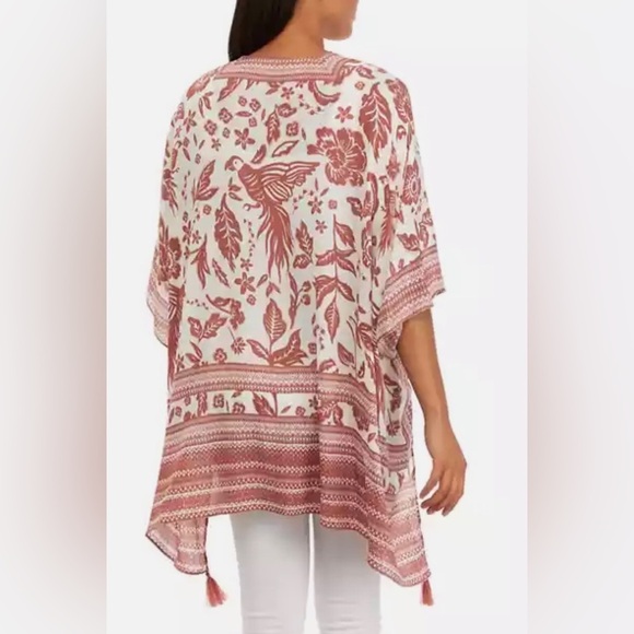 VINCE CAMUTO Bird Floral Block Print Topper Wrap Kimono - Picture 5 of 10